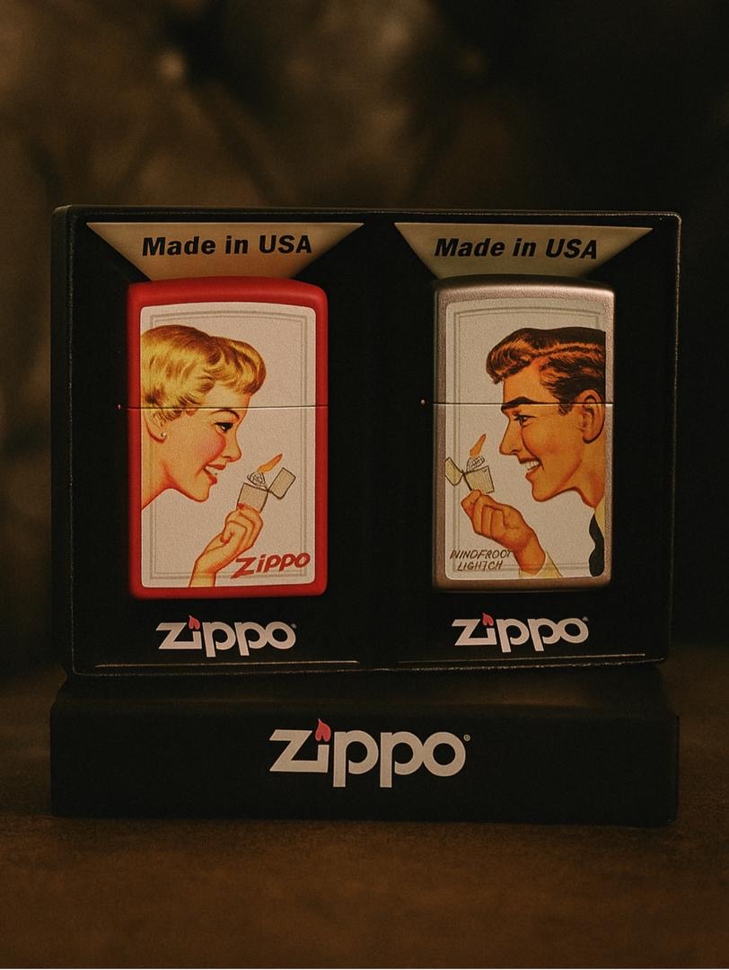 ست فندک زیپو اورجینال مرد و زن Zippo 46295 Couple Set