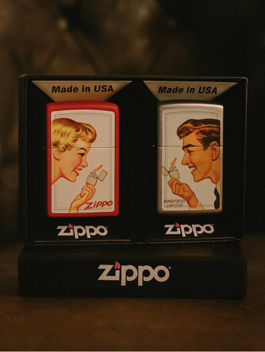 ست فندک زیپو اورجینال مرد و زن Zippo 46295 Couple Set