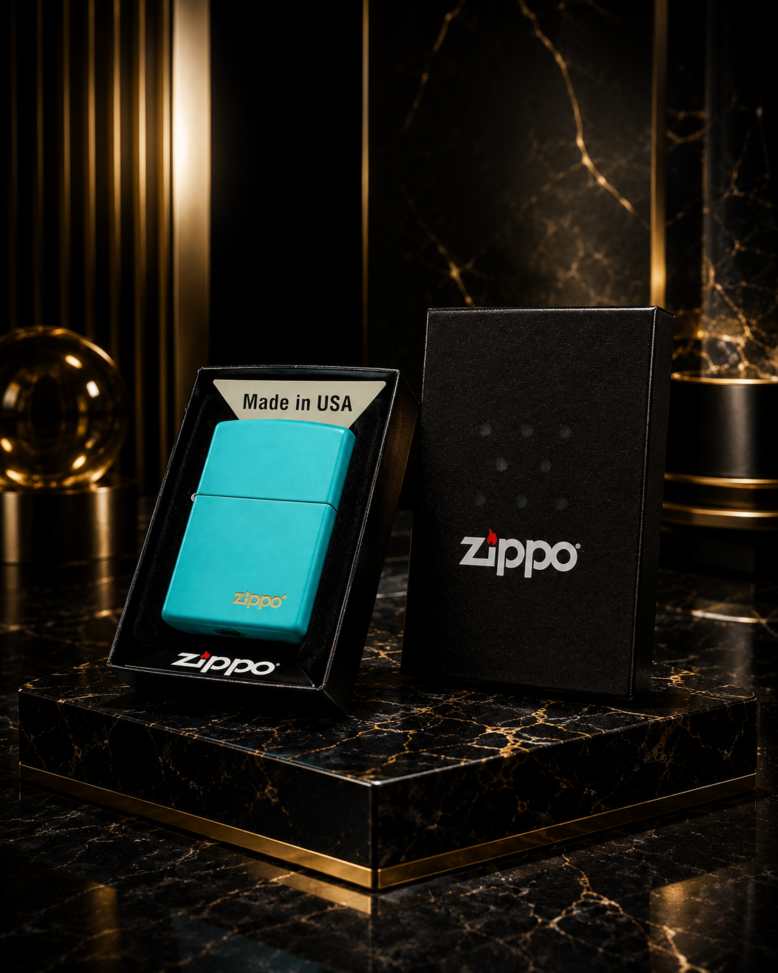 فندک زیپو اورجینال فیروزه ای مات Zippo 49454ZL Turquoise