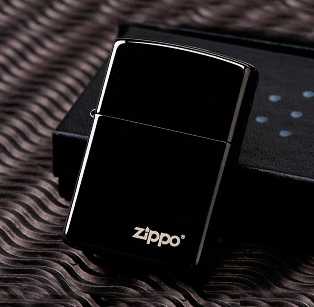 فندک زیپو مدل 24756ZL | Zippo High Polish Black Logo اصل آمریکا | فندک زیپو مشکی براق با لوگوی Zippo