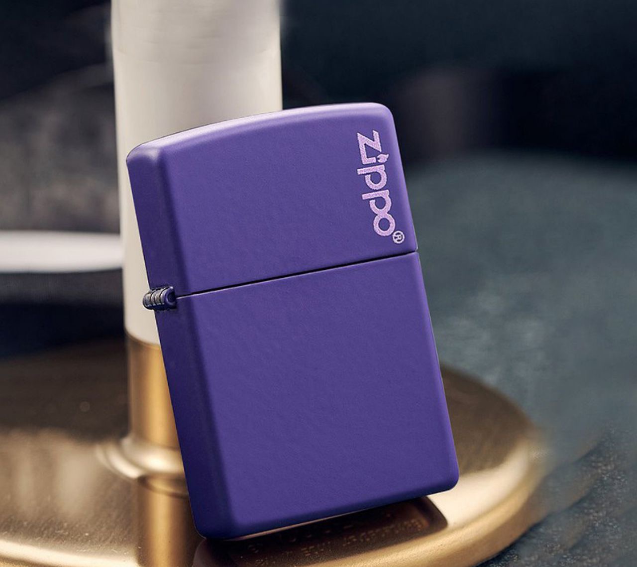 فندک زیپو مدل 237ZL | Zippo Logo Purple Matte اصل آمریکا | فندک زیپو بنفش مات لوگودار