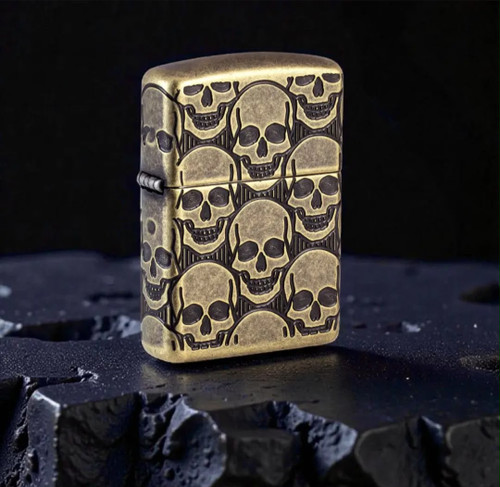 فندک زیپو اصل آرمور جمجمه برنجی آنتیک Zippo 46302 Cackling Cranium Armor MultiCut