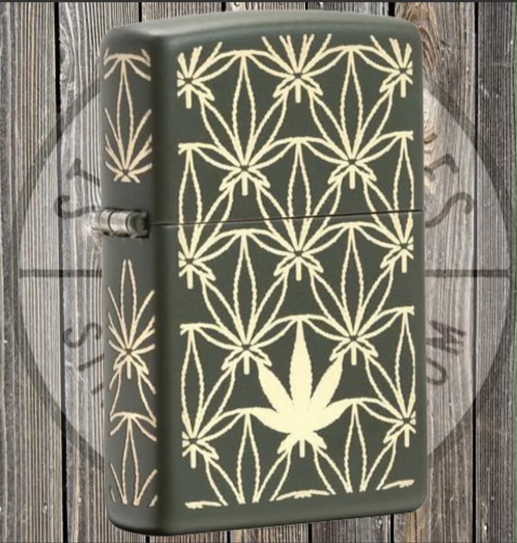 فندک زیپو اصل سبز مات طرح برگ Zippo 29589 All Around Leaf Design