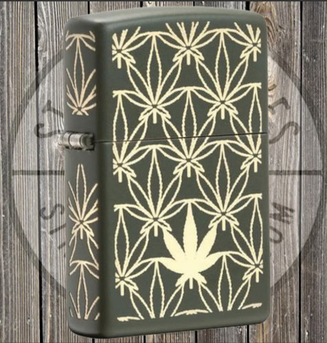 فندک زیپو اصل سبز مات طرح برگ Zippo 29589 All Around Leaf Design