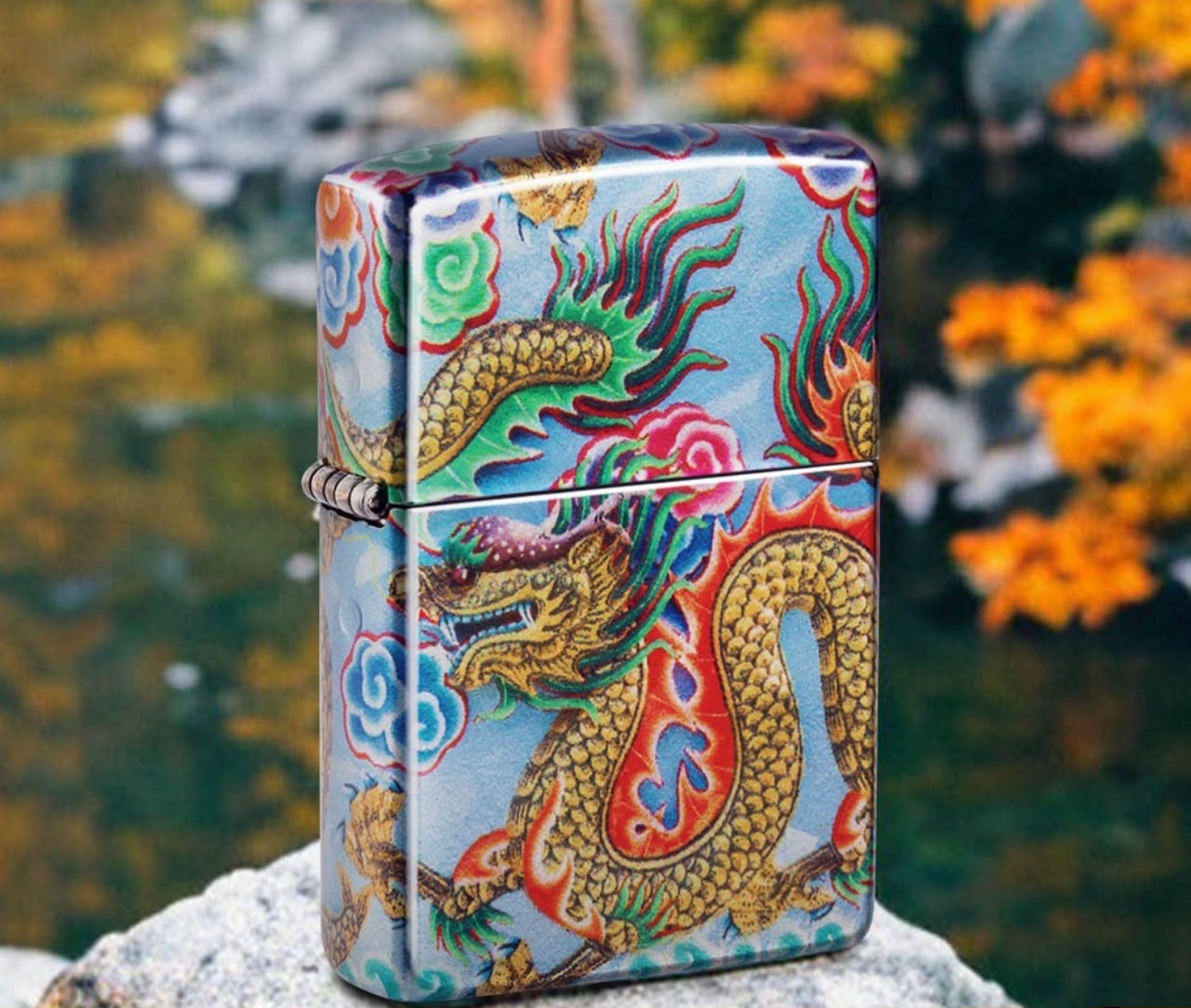 فندک زیپو اصل اژدهای رنگین کمانی 540 Fusion Zippo 48575 Dragon Design