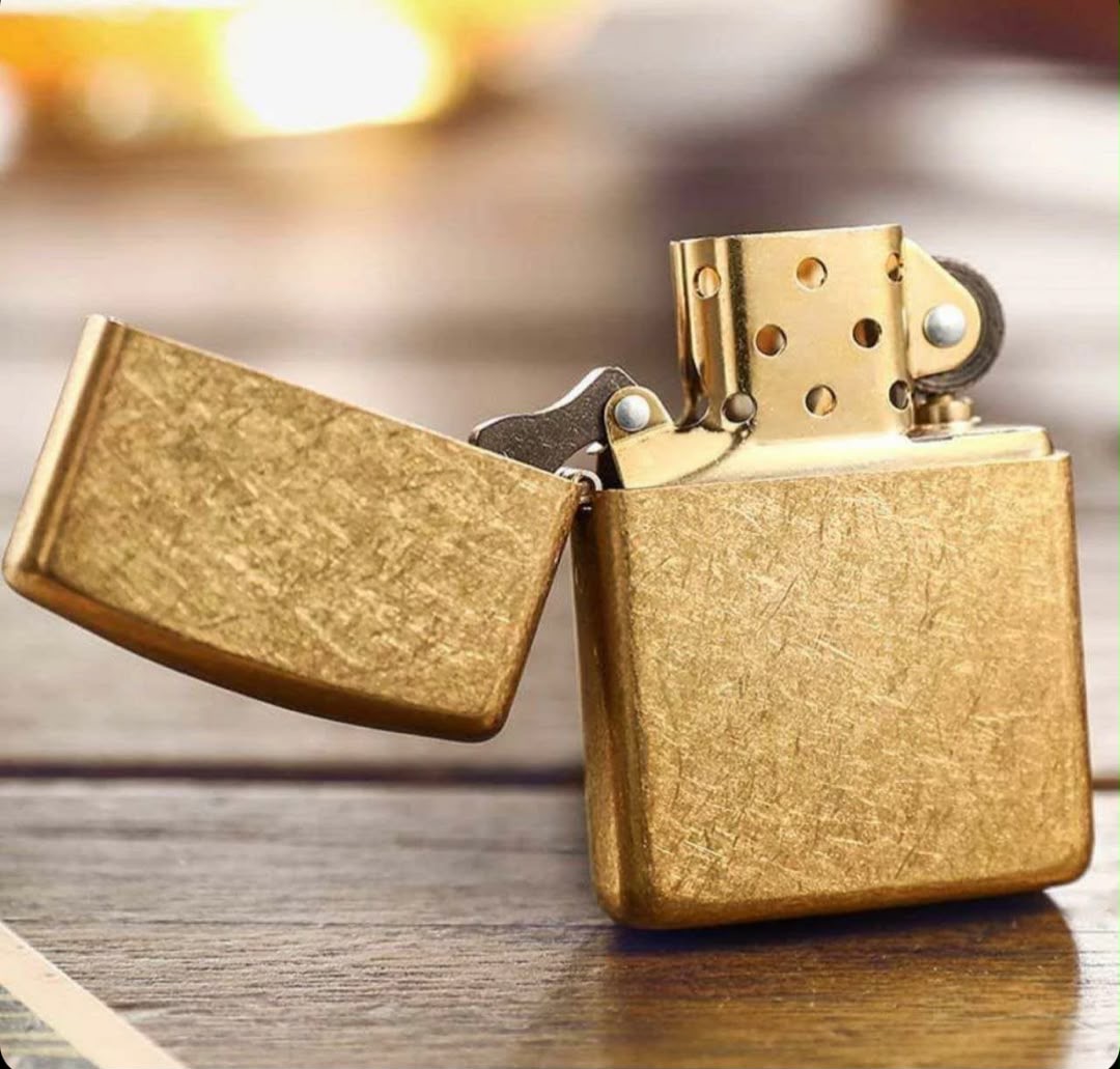 فندک زیپو اصل طلایی آنتیک Zippo 207G Antique Brass Gift Box