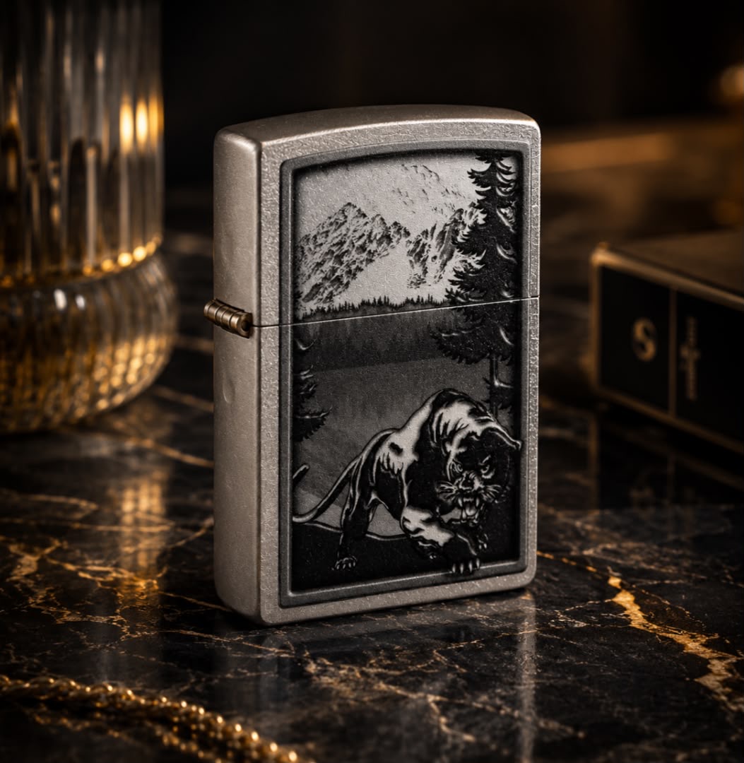 فندک زیپو اصل طرح پلنگ سیاه طبیعت Zippo 48381 Outdoor Design