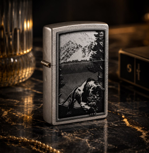 فندک زیپو اصل طرح پلنگ سیاه طبیعت Zippo 48381 Outdoor Design