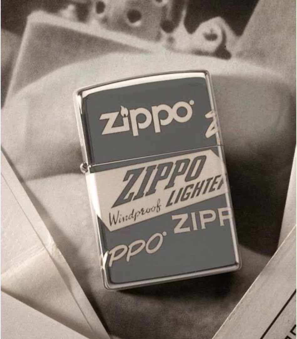 فندک زیپو اصل مشکی براق طرح لوگوهای کلاسیک Zippo 49051 Logo Design
