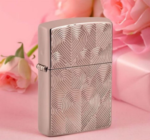 فندک زیپو اصل رزگلد آرمور طرح قلب Zippo 48919 Armor Hearts Design