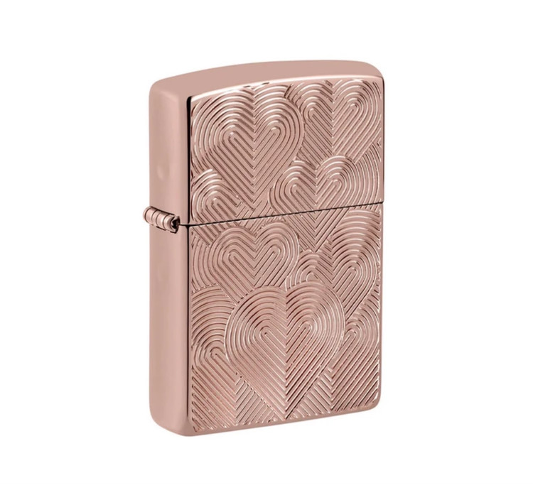 فندک زیپو اصل رزگلد آرمور طرح قلب Zippo 48919 Armor Hearts Design