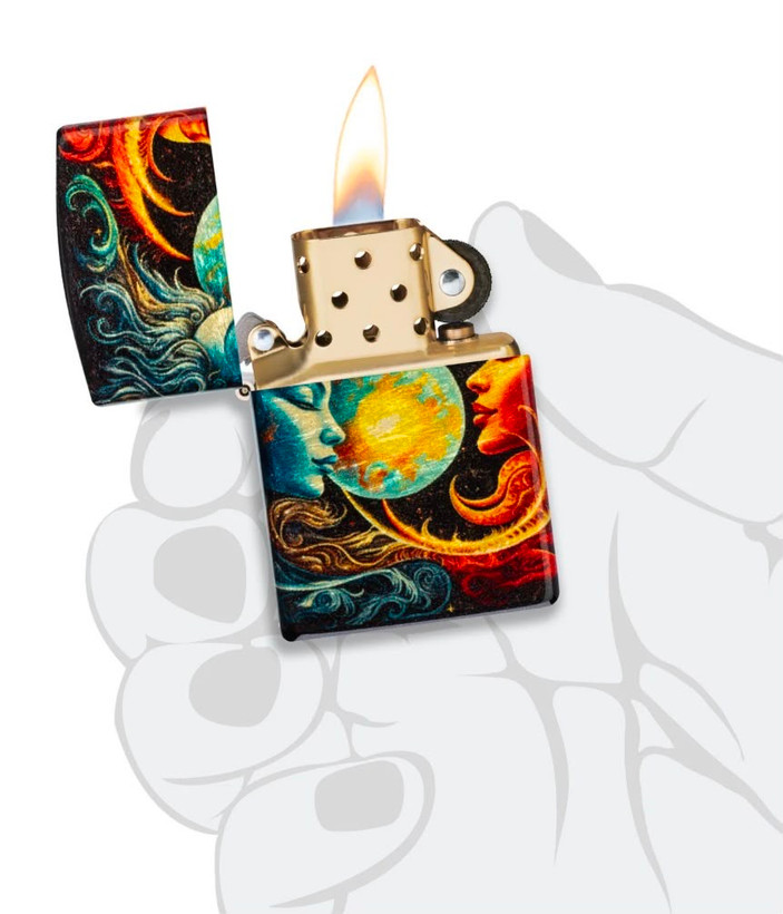 فندک زیپو اصل طرح خورشید و ماه Zippo 46563 Sun and Moon Design 540 Fusion