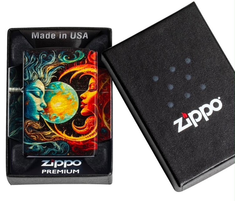 فندک زیپو اصل طرح خورشید و ماه Zippo 46563 Sun and Moon Design 540 Fusion