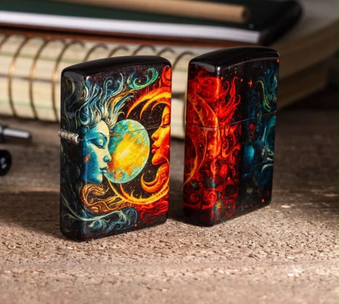 فندک زیپو اصل طرح خورشید و ماه Zippo 46563 Sun and Moon Design 540 Fusion