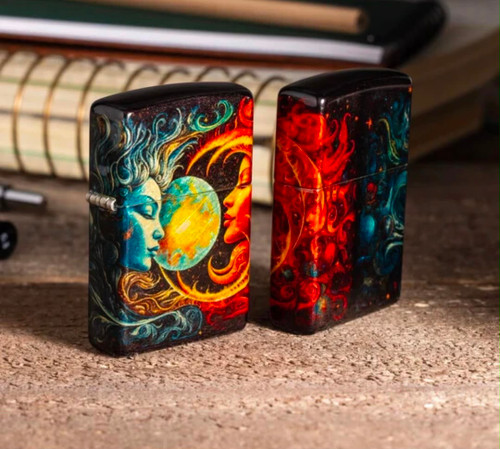 فندک زیپو اصل طرح خورشید و ماه Zippo 46563 Sun and Moon Design 540 Fusion