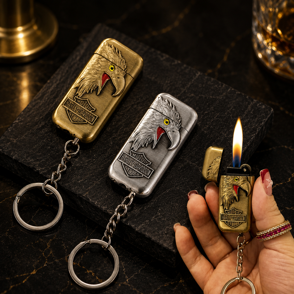 فندک و‌ جاسوییچی گازی مدل عقاب هارلی دیویدسون