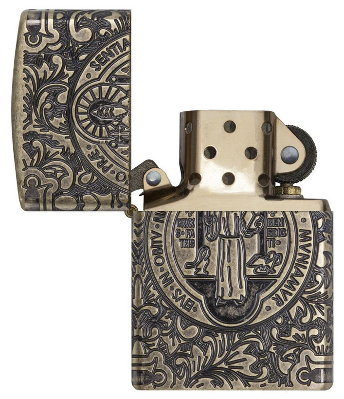 فندک زیپو ۲۹۷۱۹ آرمور طرح سنت بندیکت | Zippo Armor 29719 St. Benedict Design