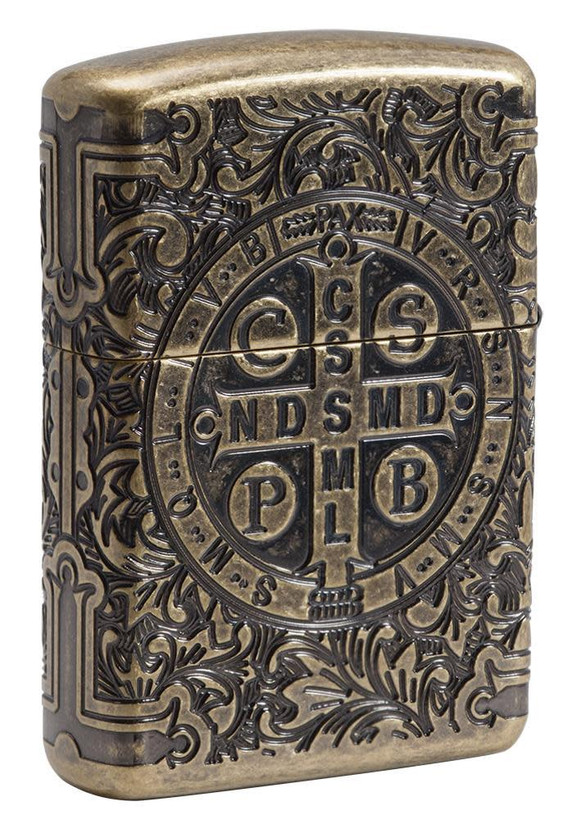 فندک زیپو ۲۹۷۱۹ آرمور طرح سنت بندیکت | Zippo Armor 29719 St. Benedict Design