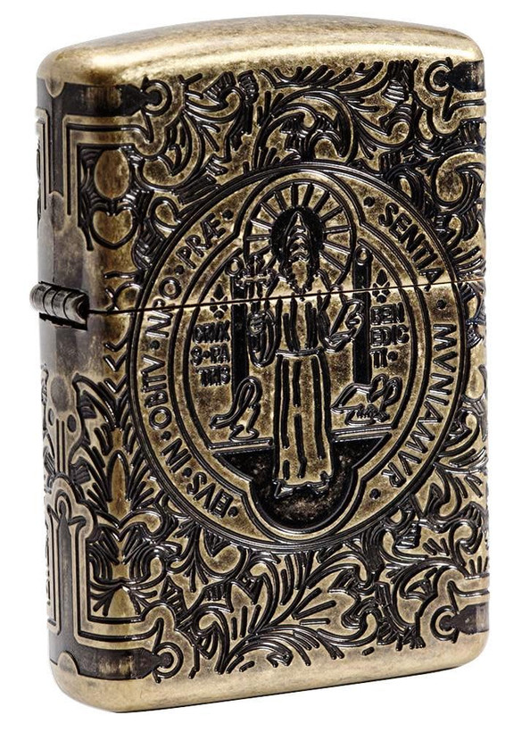 فندک زیپو ۲۹۷۱۹ آرمور طرح سنت بندیکت | Zippo Armor 29719 St. Benedict Design
