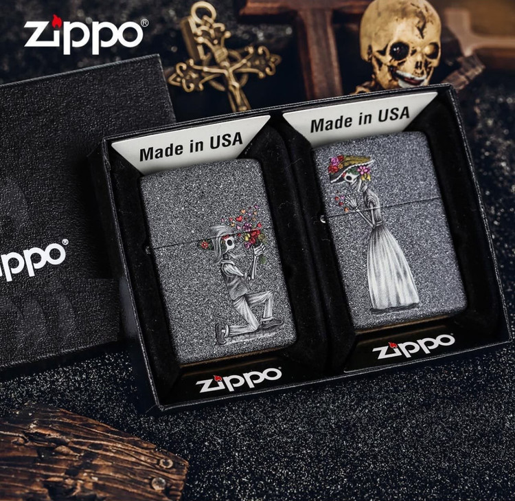 فندک زیپو ۲۸۹۸۷ ست دو عددی اسکلت عاشق | Zippo 28987 Iron Stone Couple