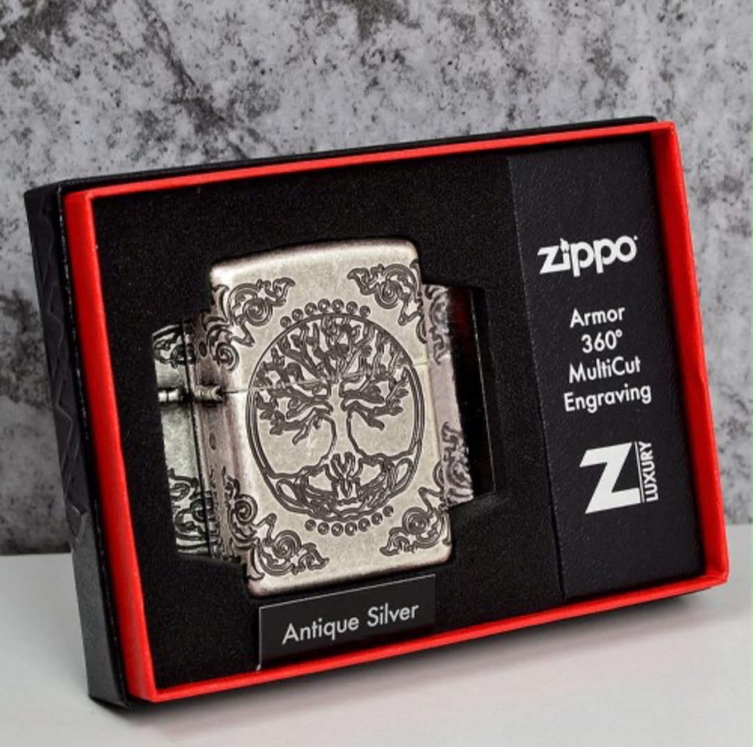 فندک زیپو ۲۹۶۷۰ درخت زندگی آنتیک سیلور | Zippo 29670 Armor Tree of Life