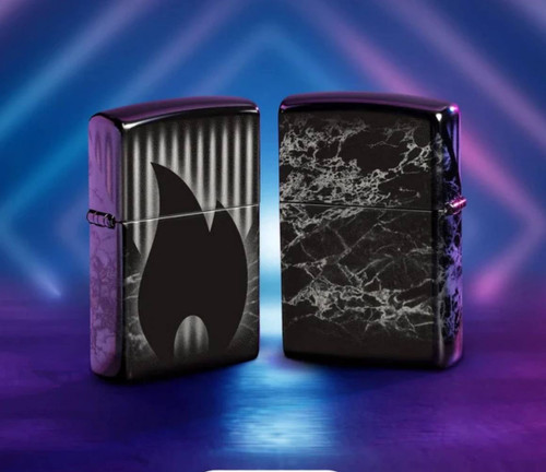 Zippo 48738 Zippo Flame Design High Polish Black Photo Image 360° Lighterck