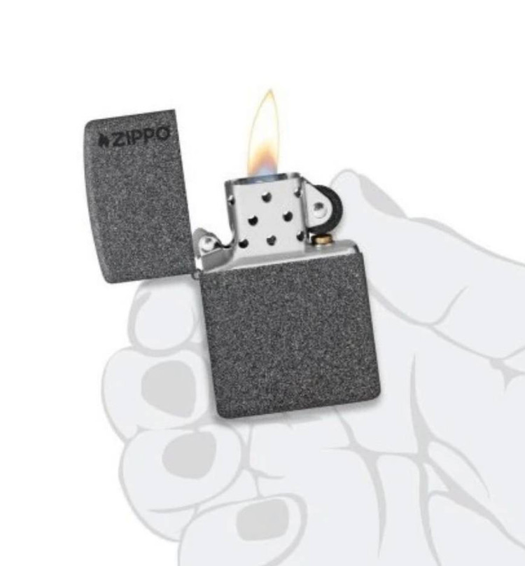 فندک زیپو ۲۱۱ZL لوگو زیپو با پوشش آیرون استون | Zippo 211ZL Iron Stone Logo
