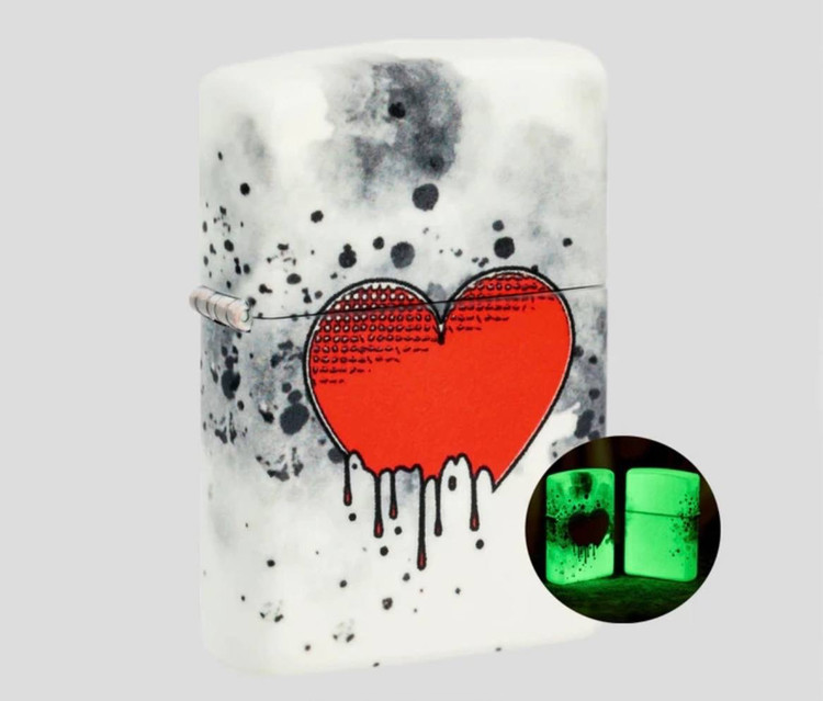 فندک زیپو ۴۶۲۵۸ طرح قلب چکهای شبتاب | Zippo 46258 Love Drip Design