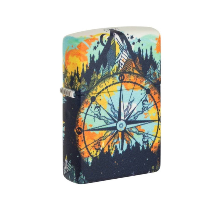فندک زیپو ۴۹۸۰۵ طرح قطبنما و طبیعت شبتاب | Zippo 49805 Compass Design Glow-in-the-