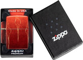 فندک زیپو اصل مدل 48510 Ombre Zippo Flames با پرداخت Tumbled Brass و طرح شعلههای زیپو با فناوری 540 Fusion
