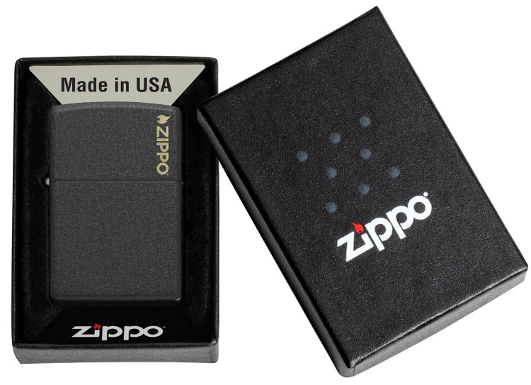 فندک زیپو ۲۳۶ZL لوگوی زیپو با روکش مشکی آسفالتی Zippo 236ZL Classic Black Crackle® Zippo Logo
